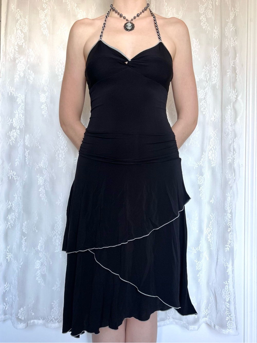 Vintage Whimsygoth Vamp Black Asymmetrical Dress
